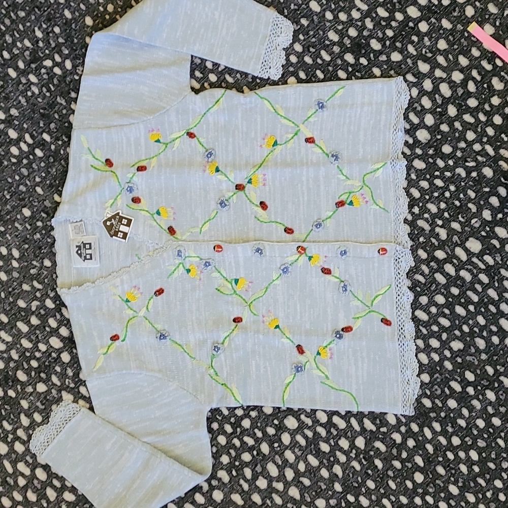 SALE!! Storybook Knits "Trellis of Ladybugs" Sweater NWT Sz L